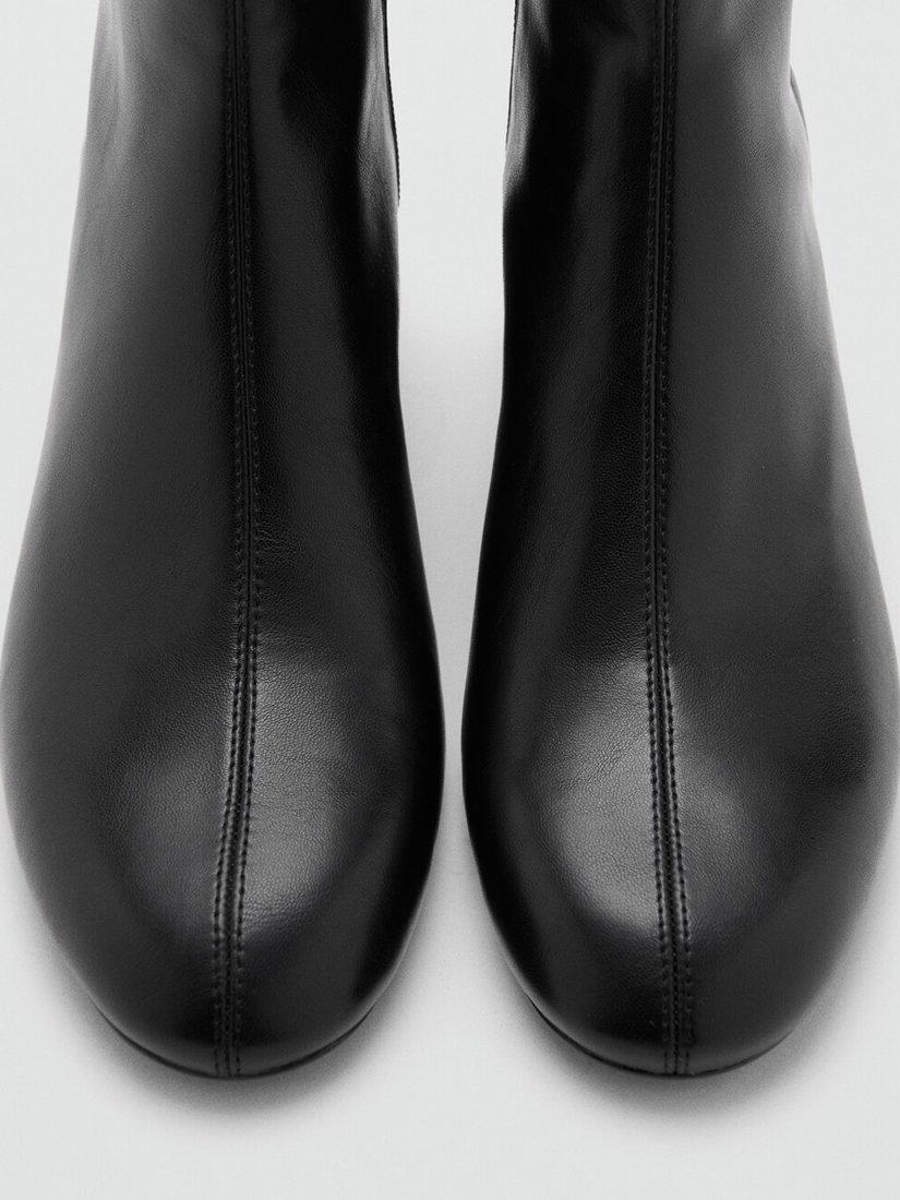 Product image 6 of 7, which shows Mango Mid Block Heel Zip Closure Ankle Boots, Black, EU36