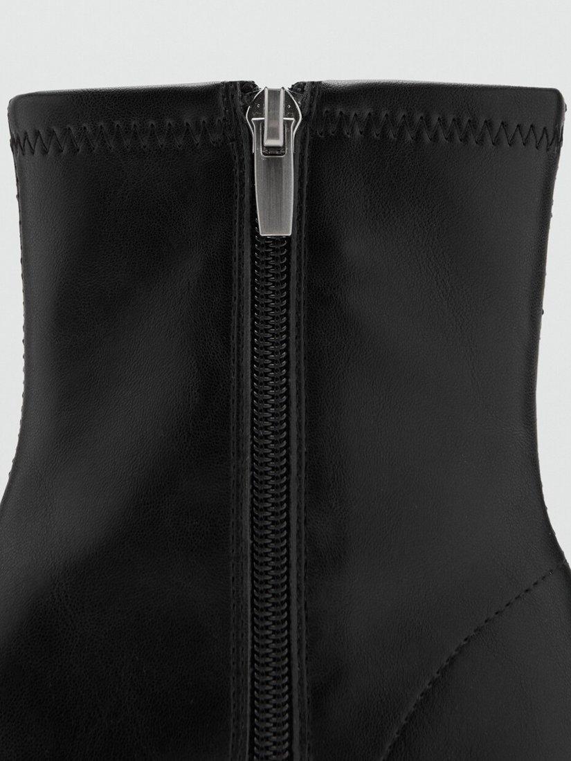 Product image 7 of 7, which shows Mango Mid Block Heel Zip Closure Ankle Boots, Black, EU36