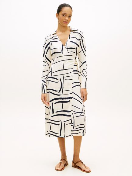 Tommy Hilfiger Abstract Wrap Midi Dress, Multi, Multi