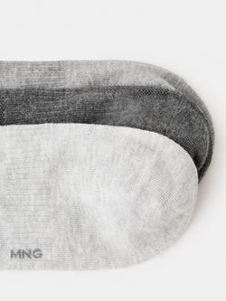 Mango Cushioned Low-Cut Socks, Pack of 3, Grey - view 2, Grey