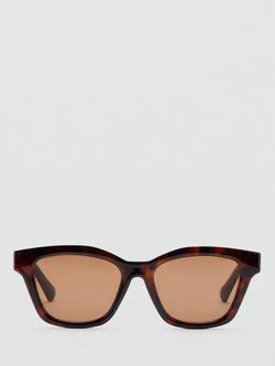 Mango Square Frame Sunglasses, Chocolate, Chocolate