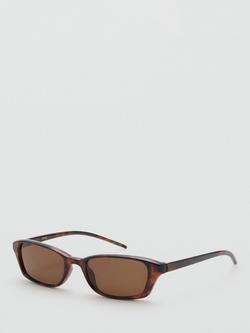 Mango Signature Rectangular Sunglasses, Chocolate - view 2, Chocolate