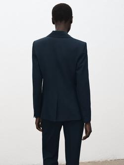 Mango Single Button Blazer, Marine - view 2, Marine