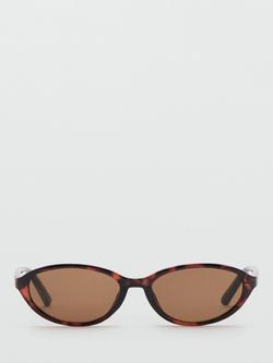 Mango Signature Oval Frame Sunglasses, Chocolate, Chocolate