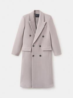 Mango Double Breasted Wool Rich Coat, Taupe, Taupe