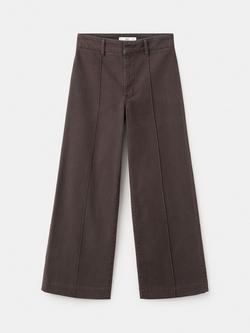 Mango Mid Rise Wide Leg Jeans, Chocolate, Chocolate