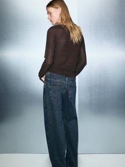 Mango V-Neck Stretch Jumper, Chocolate - view 2, Chocolate