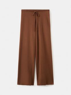 Mango Wool Blend Wide Leg Trousers, Caramel, Caramel