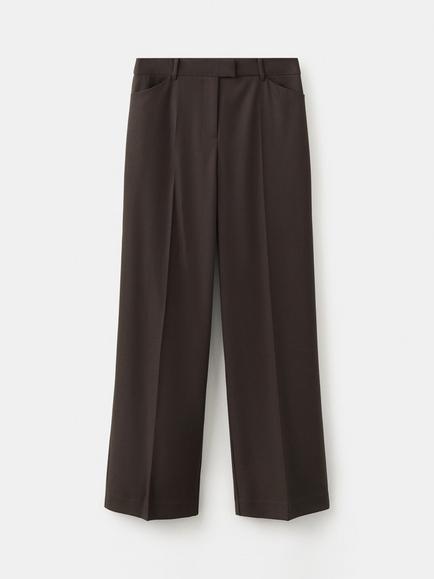 Mango Mid Rise Pleated Wide Leg Trousers, Brown, Brown