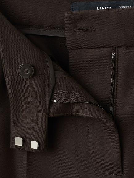 Mango Mid Rise Pleated Wide Leg Trousers, Brown - view 2, Brown