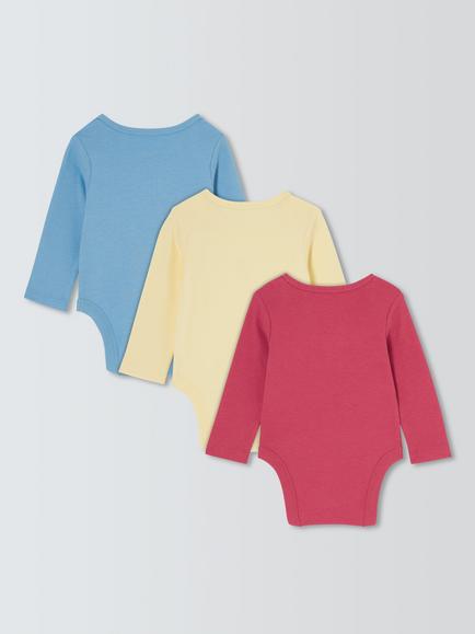 John Lewis Baby Breakfast Bodysuits, Pack of 3, Blue Multi - view 2, Blue Multi