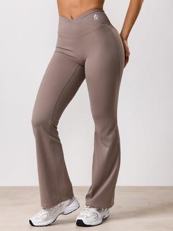 Gym King Wrap Over Flared Yoga Trousers, Truffle - view 2, Truffle