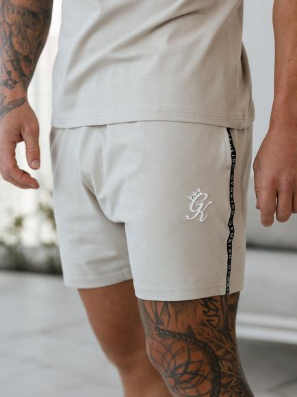 Gym King Cotton Rich Taped Jersey Shorts, Light Stone