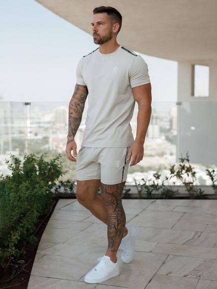 Gym King Cotton Rich Taped Jersey Shorts - view 2, Light Stone