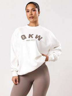 Gym King Oversized Cotton Blend GKW Sweatshirt, Cream, Cream
