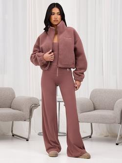 Gym King Borg Full Zip Cropped Jacket, Brown Plum - view 2, Brown Plum