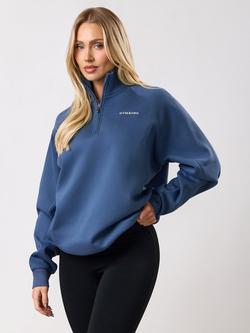 Gym King Cotton Rich Relaxed Funnel Neck Sweatshirt, Slate Blue