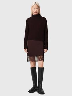 AllSaints Eloise Lace Trim Dress, Oxblood Red