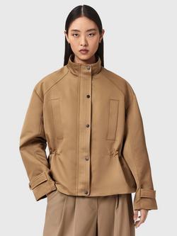 AllSaints Luellah Funnel Neck Jacket, Greige Brown, Greige Brown