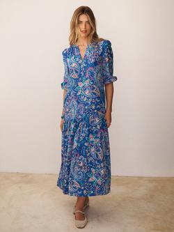 NRBY Ashlyn Paisley Pure Silk Dress, Blue/Multi, Blue/Multi