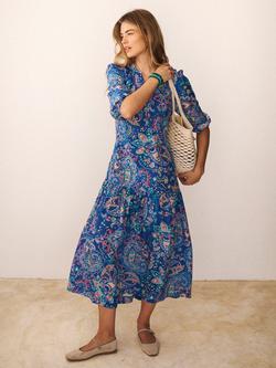 NRBY Ashlyn Paisley Pure Silk Dress, Blue/Multi - view 2, Blue/Multi