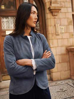 NRBY Robyn Pure Suede Jacket, Denim Blue - view 2, Denim Blue