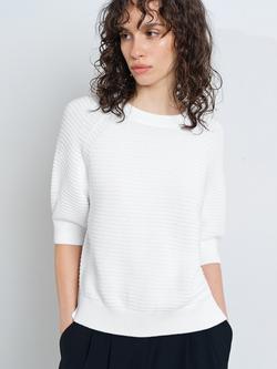 French Connection Lily Mozart Textured Knit Top, White