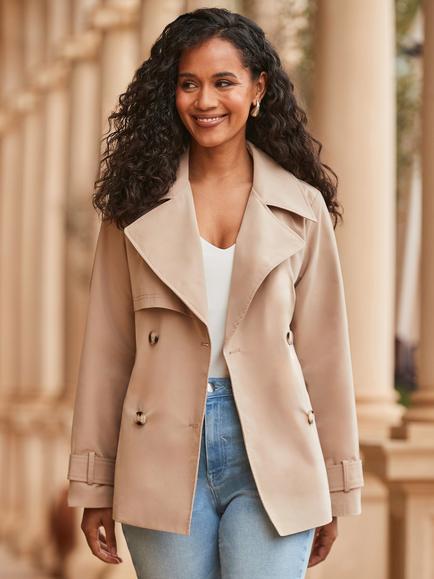 Sosandar Belted Trench Jacket, Stone, Stone