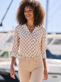 Sosandar Spot Print Utility Shirt, Brown, Brown