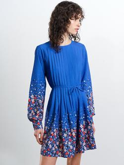 French Connection Lucy Pintuck Belted Mini Dress, Blue/Multi, Blue/Multi