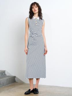 French Connection Tommy Stripe Polo Midi Dress, White/Multi, White/Multi
