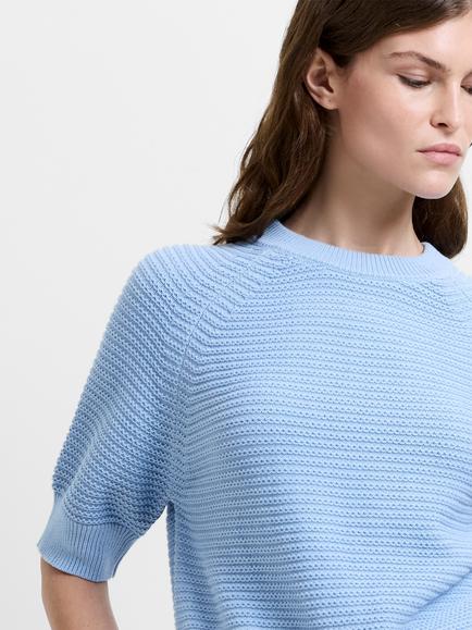 French Connection Lily Mozart Textured Knit Top - view 2, Light Blue