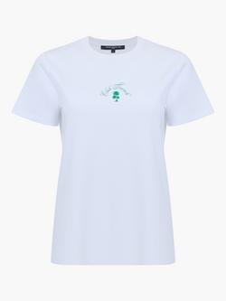 French Connection Club French Graphic T-Shirt, White/Green, White/Green