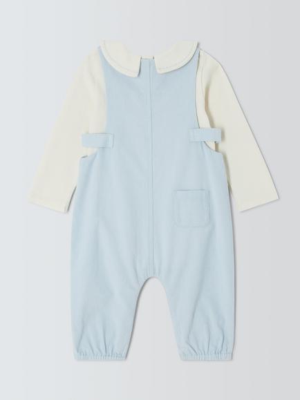 John Lewis Baby Cord Dungarees & Long Sleeve Top Set, Blue - view 2, Blue