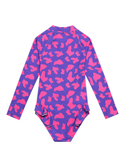 Toastie Kids' UV SPF 50+ Long Sleeve Swimsuit, Hot Pink Brush Stroke - view 2, Hot Pink Brush Stroke