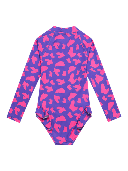 Toastie Kids' UV SPF 50+ Long Sleeve Swimsuit, Hot Pink Brush Stroke - view 2, Hot Pink Brush Stroke