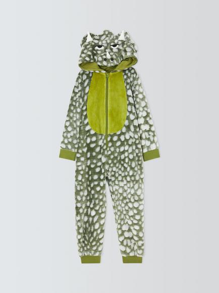John Lewis Kids' Dinosaur Onesie, Green, Green