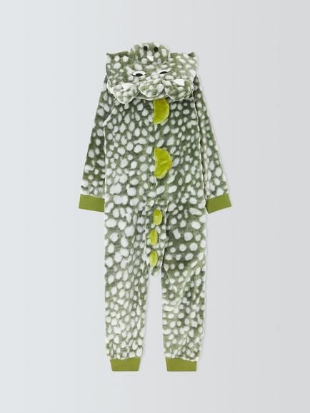 John Lewis Kids' Dinosaur Onesie, Green - view 2, Green