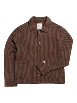 Percival Sorrento Cotton Regular Fit Stripe Overshirt, Brown, Brown