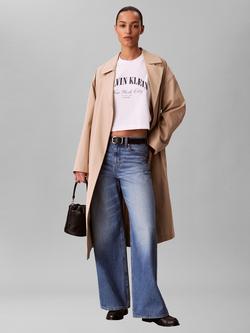 Calvin Klein Varsity Logo Cropped T-Shirt, Bright White - view 2, Bright White