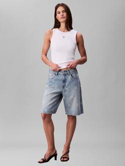 Calvin Klein Monogram Badge Ribbed Vest Top - view 2, Bright White