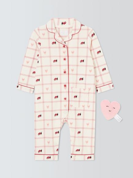 John Lewis Heart Romper & Soft Toy, Pink, Pink