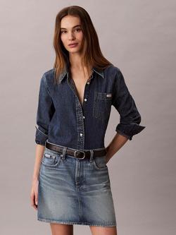 Calvin Klein 90s Denim Mini Skirt, Basset Blue, Basset Blue