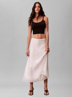 Calvin Klein Voile Panel Midi Skirt, White Sand, White Sand