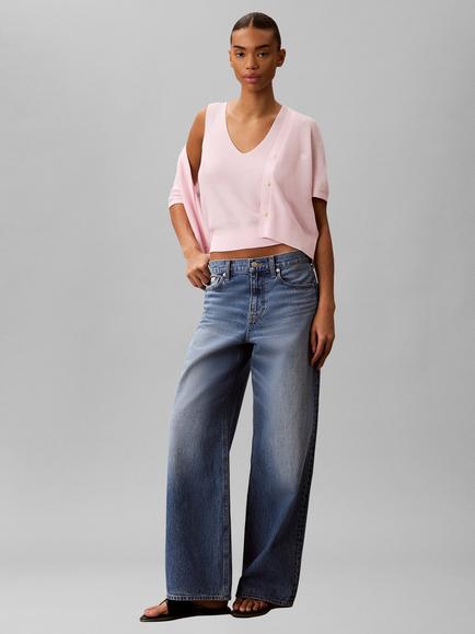 Calvin Klein Slim Fit Knit Top & Cardigan Set, Cradle Pink, Cradle Pink