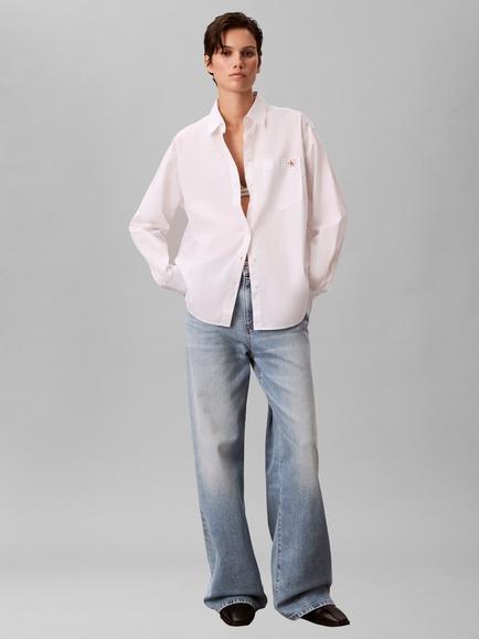 Calvin Klein Relaxed Fit Poplin Shirt, Island Lilac, Brilliant White