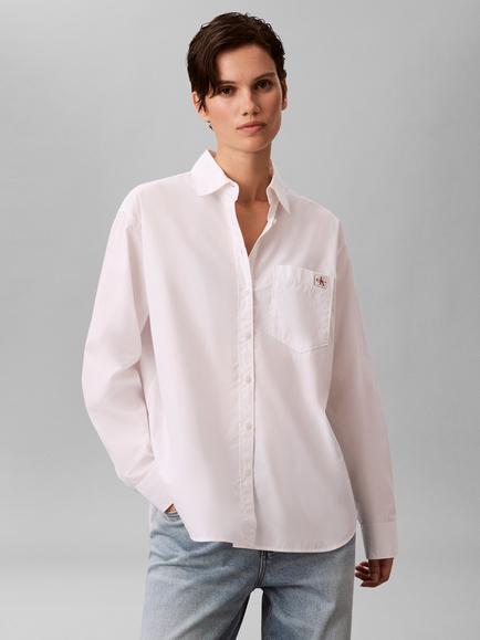 Calvin Klein Relaxed Fit Poplin Shirt, Island Lilac - view 2, Brilliant White