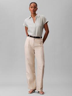 Calvin Klein Classic Linen Rich Shirt, Pale Meadow, Pale Meadow