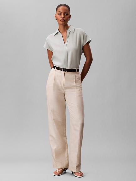 Calvin Klein Classic Linen Rich Shirt, Pale Meadow, Pale Meadow