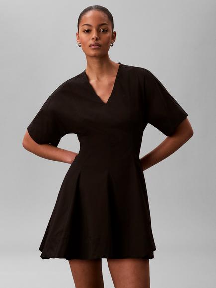 Calvin Klein Short Sleeve Poplin Mini Dress, Black - view 2, Black